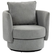 Poltrona d'accento con base girevole a 360¡ã, poltrona da relax in tessuto di lino con cuscino grigio chiaro.