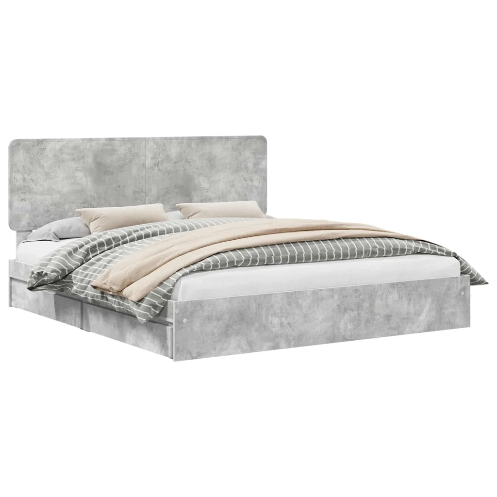 Letto con Contenitore con testiera Grigio cemento 200 x 200 cm 3412654