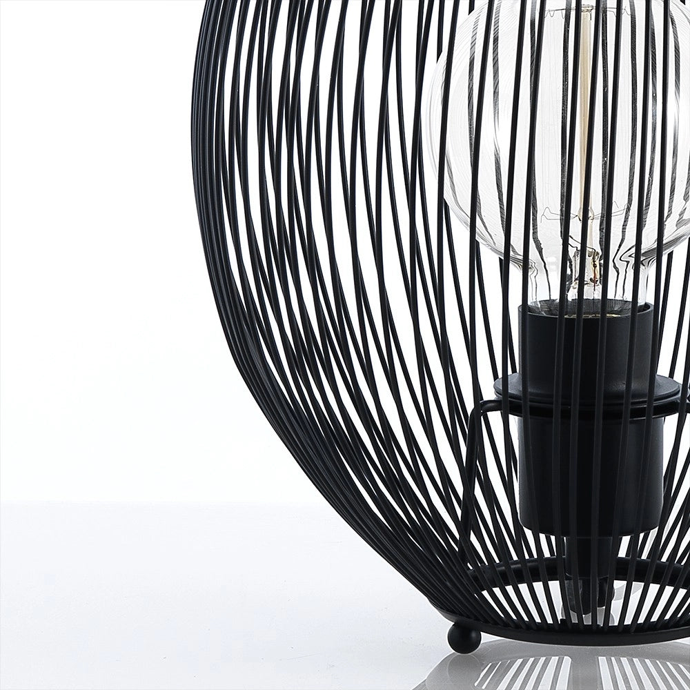 Lampada da tavolo in filo di acciaio nera cm Ø.25 H.26