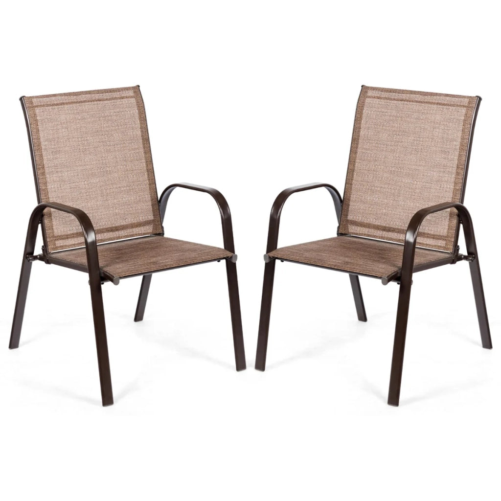 Set di 2 sedie da giardino da patio 56 x 72 x 90 cm con braccioli curvi design moderno in metallo marrone 20_0011296