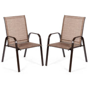 Set di 2 sedie da giardino da patio 56 x 72 x 90 cm con braccioli curvi design moderno in metallo marrone 20_0011296