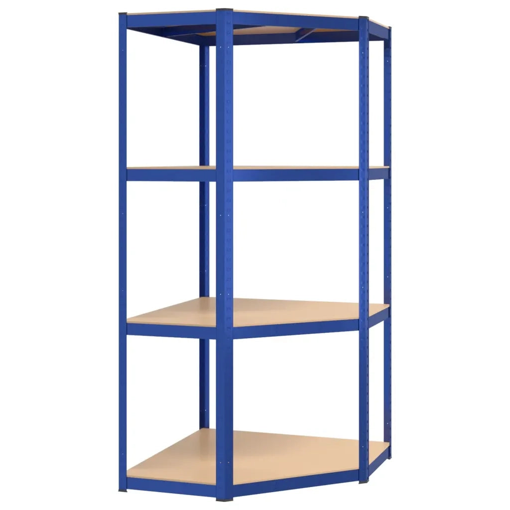 Mensola Angolare 4 Ripiani Blu in Acciaio e Legno Multistrato CFW5247543