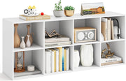 Libreria a 8 scomparti, scaffale autoportante con 2 fusibili ribaltabili, utilizzabile verticale/orizzontalmente, per soggiorno, studio, camera da letto, 121,5 x 29 x 61 cm (bianco)