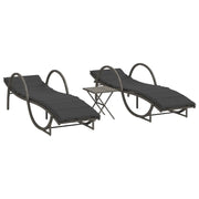 Lettini Prendisole 2 pz | Sdraio da giardino | Lettino da sole con Tavolino Grigio in Polyrattan
