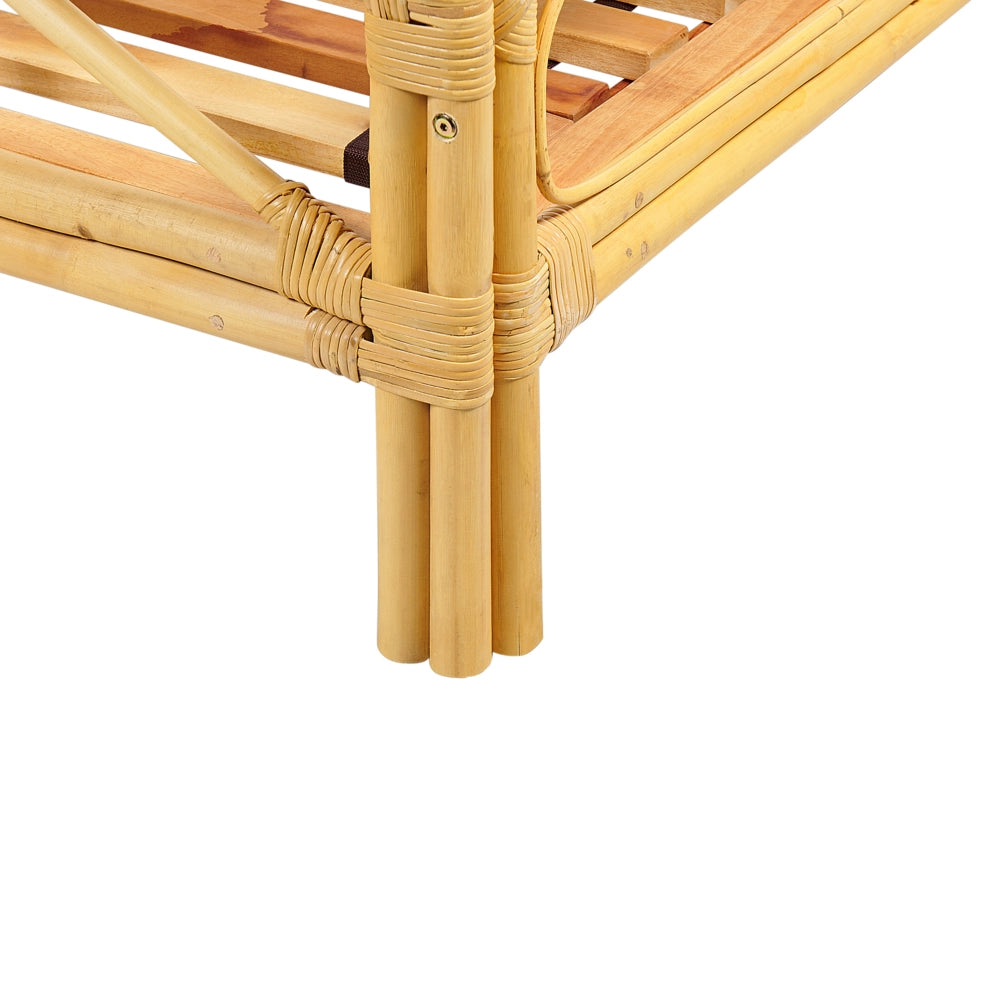 Letto a pannello Legno chiaro Rattan Mogano Legno UE Doppio 140x200 cm Telaio a doghe Base letto Intrecciato Testiera decorativa Moderna Boho