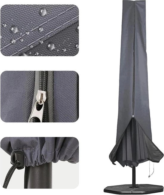 Parasole Acqua-Resistenti 600D Tessuto Oxford Rivetti PVC - Adatto per Parasole da 1.8 m a 3.4 m - Colore Grigio - Modello DHPC190-GYEU