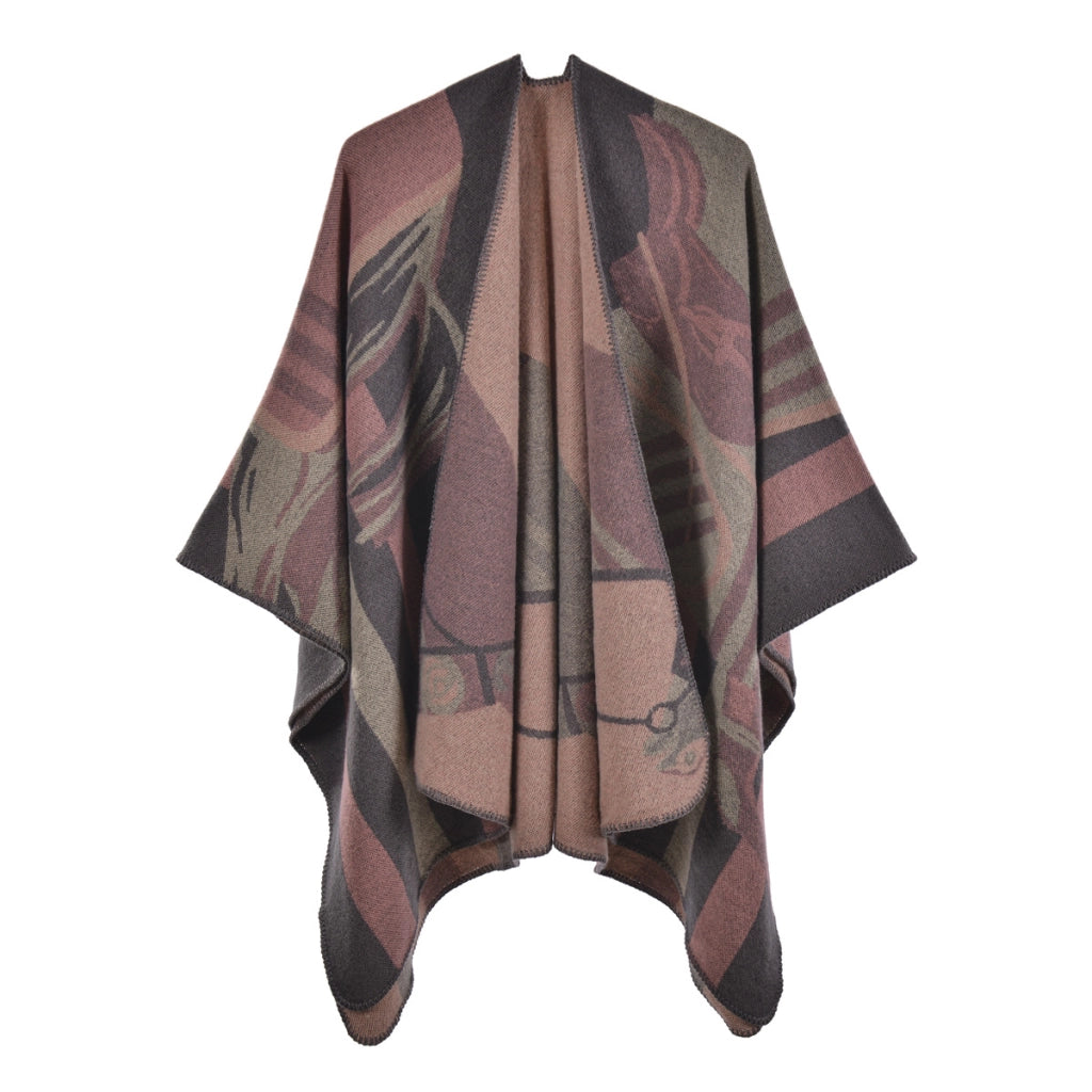 Nuovo scialle da donna, elegante mantellina in cashmere spesso con spacco