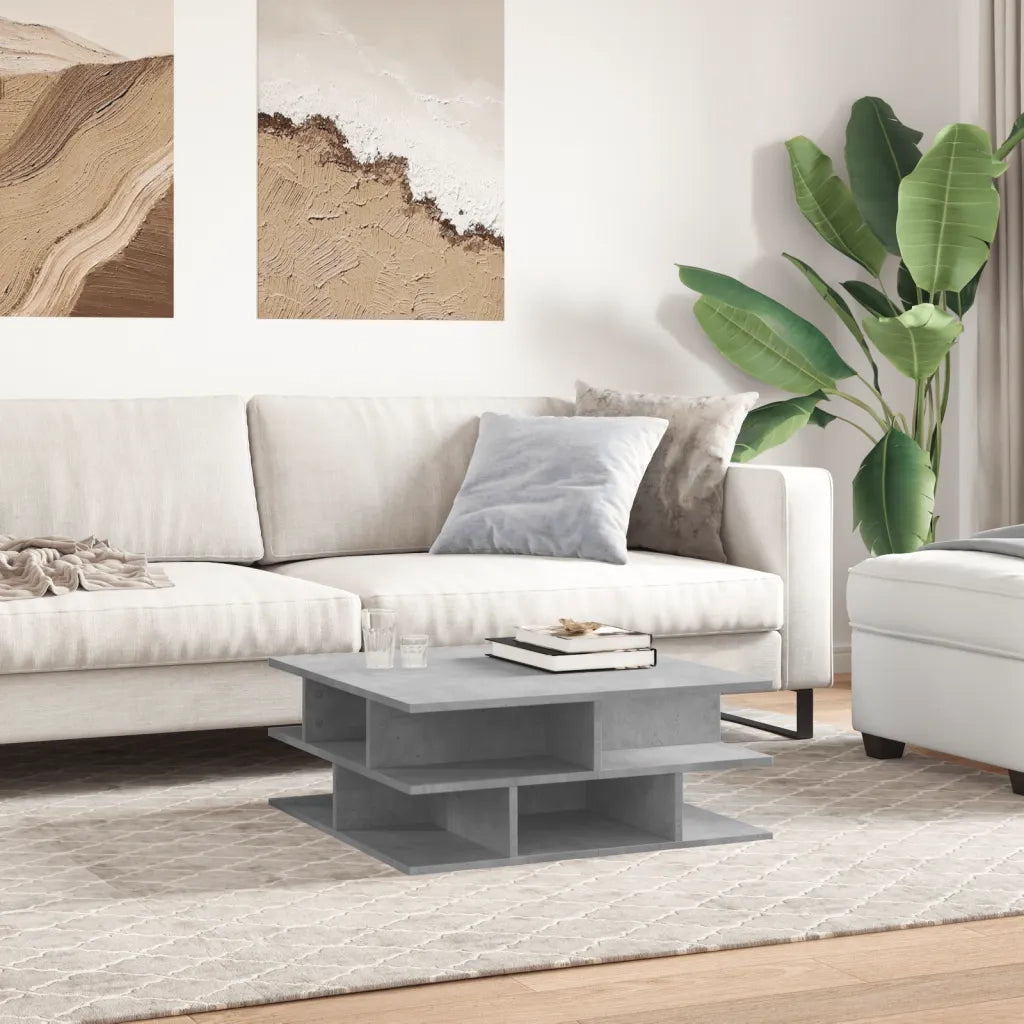 Tavolino da salotto | Tavolino da caff¨¨ | Tavolino da Soggiorno Grigio Cemento 70x70x29cm Legno Multistrato