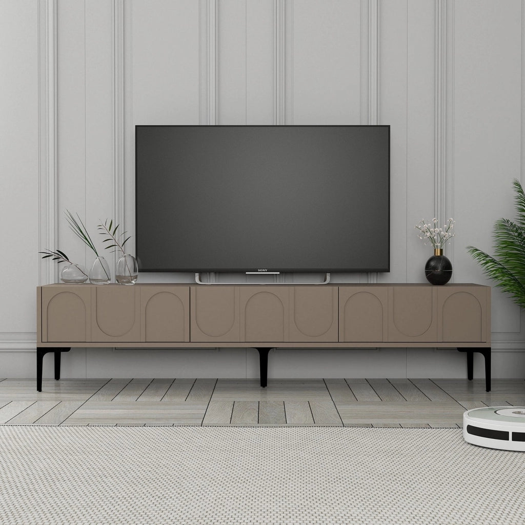 Scafa, Mobile Porta tv 3 Ante, 180x35x42h cm Grigio Tortora