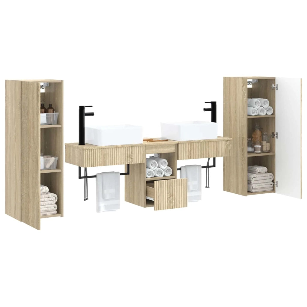 Set di mobili per il bagno 5 pz Rovere Sonoma 3405975