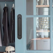 Porta scorrevole autoadesiva traina 2 pezzi - Nero alluminio - Maniglia di apertura a profilo - Porte scorrevoli e finestre - 220 mm