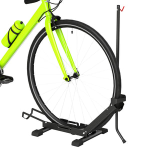 Rastrelliera per Bici Regolabile 75x41x71-81 cm con Tubo di Supporto in Acciaio e Plastica Nero