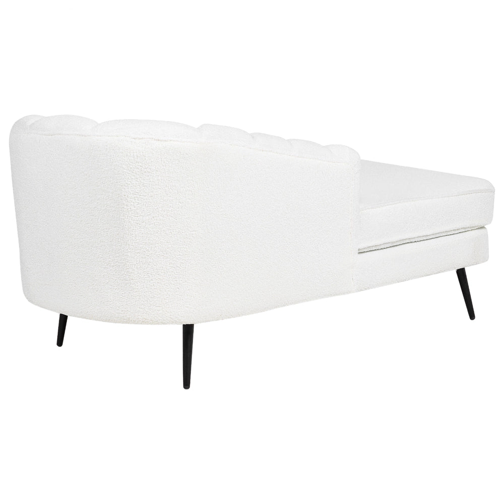 Chaise longue Velluto Bianco Crema Rivestimento Gambe In Metallo nero versione destra
