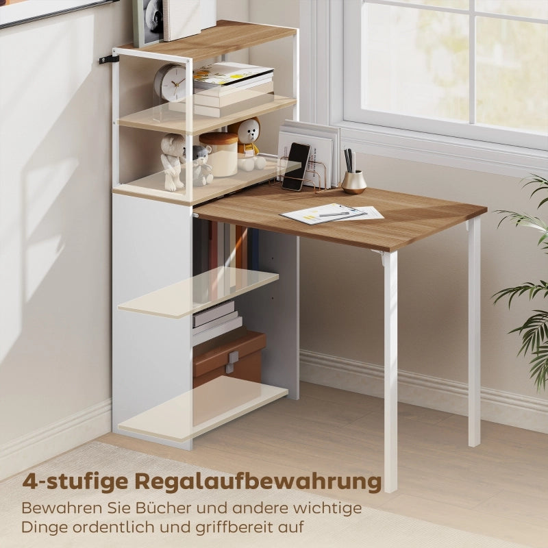 SCRIVANIA Pieghevole con 4 Ripiani 105 x 60 x 127 cm Legno Naturale