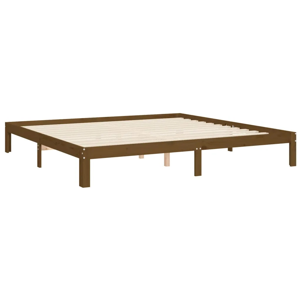 Letto matrimoniale | Letto per adulti | Giroletto con Testiera ambra 200x200 cm in Legno Massello