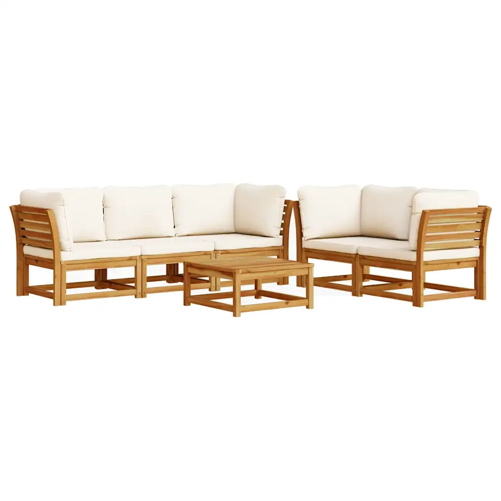 Set Salotto da Giardino 6 pz con Cuscini in Massello di Acacia