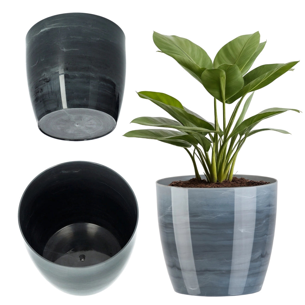 Coprivaso KADAX da 18 cm, vaso da fiori grigio effetto marmo, supporto per fiori da soggiorno
