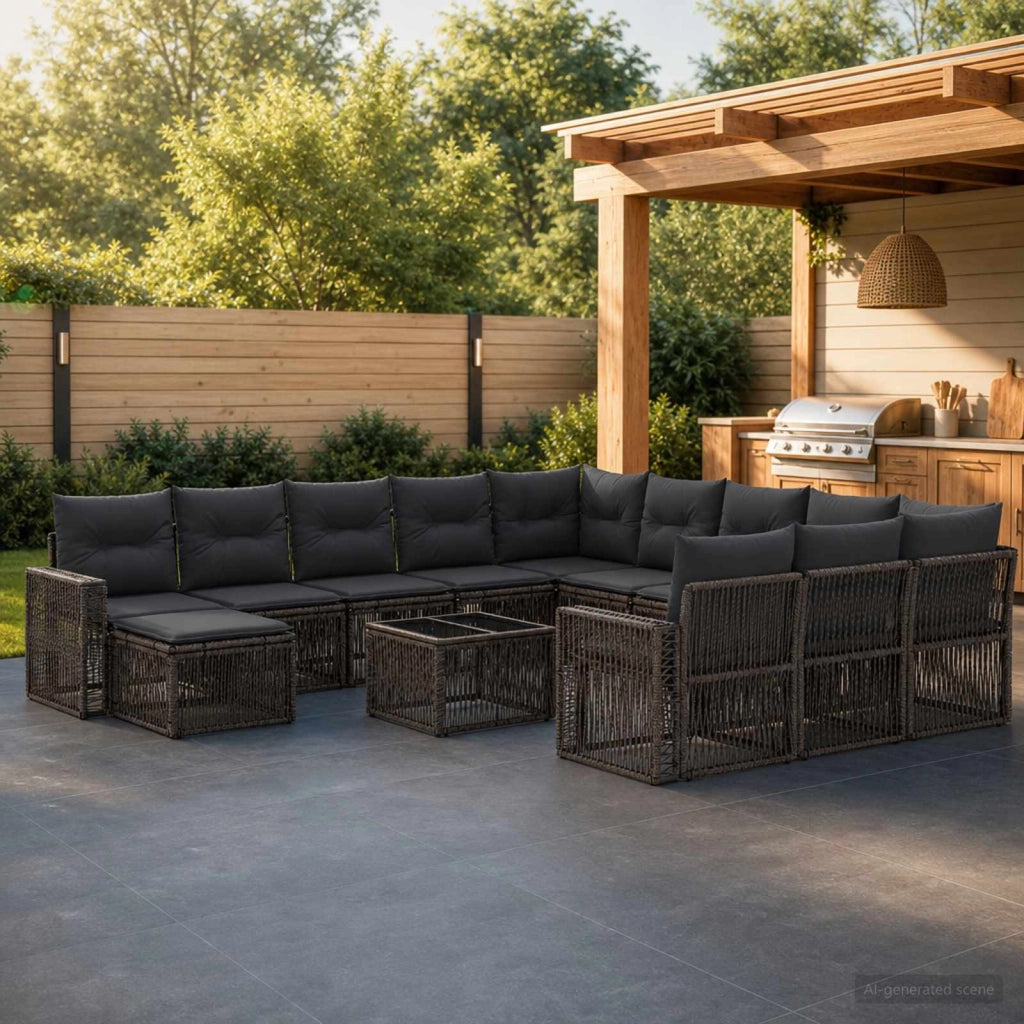 Set Divano da Giardino 13 pz Grigio e Grigio Scuro polyrattan 3435332
