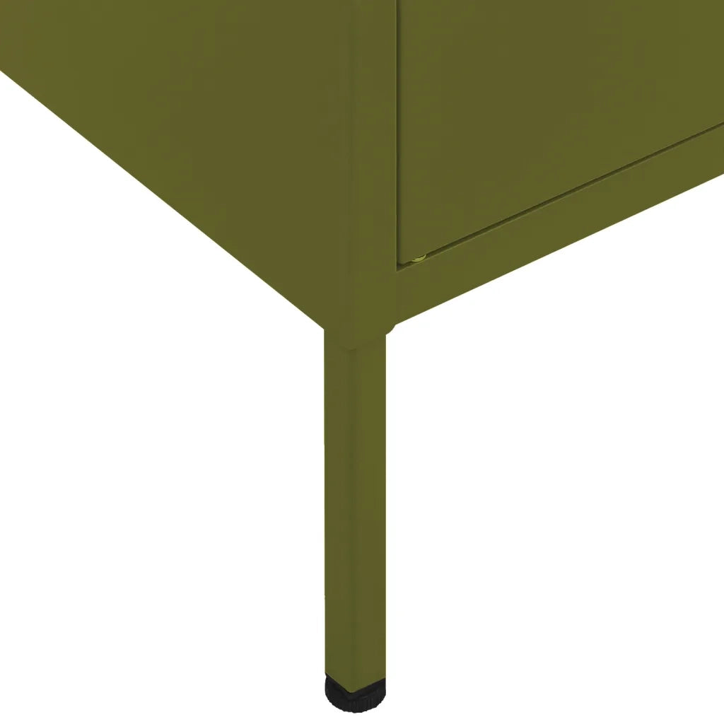 Mobile contenitore moderno con 2 ripiani regolabili 80 x 35 x 101 cm acciaio verde oliva 02_0046826