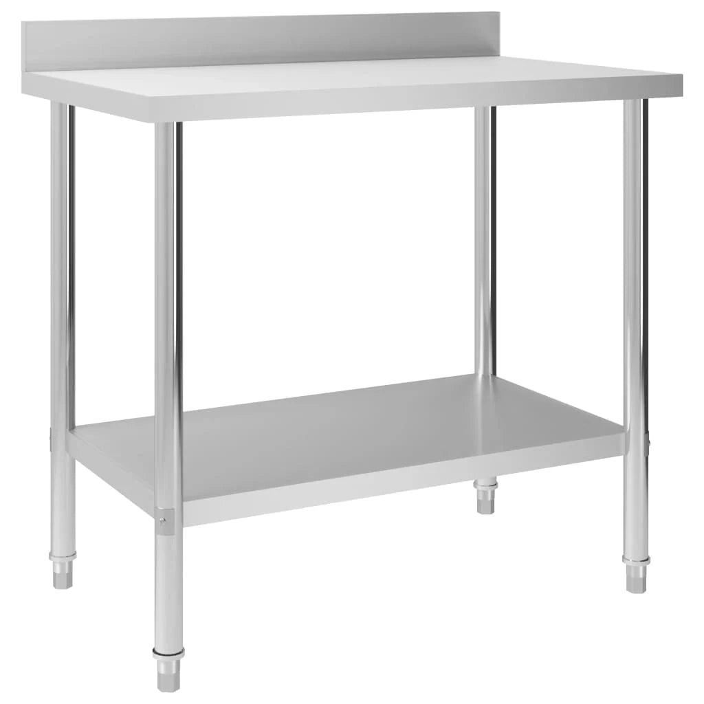 Tavolo da lavoro da cucina con alzatina 100 x 60 x 93 cm acciaio inox 02_0001907