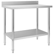 Tavolo da lavoro da cucina con alzatina 100 x 60 x 93 cm acciaio inox 02_0001907