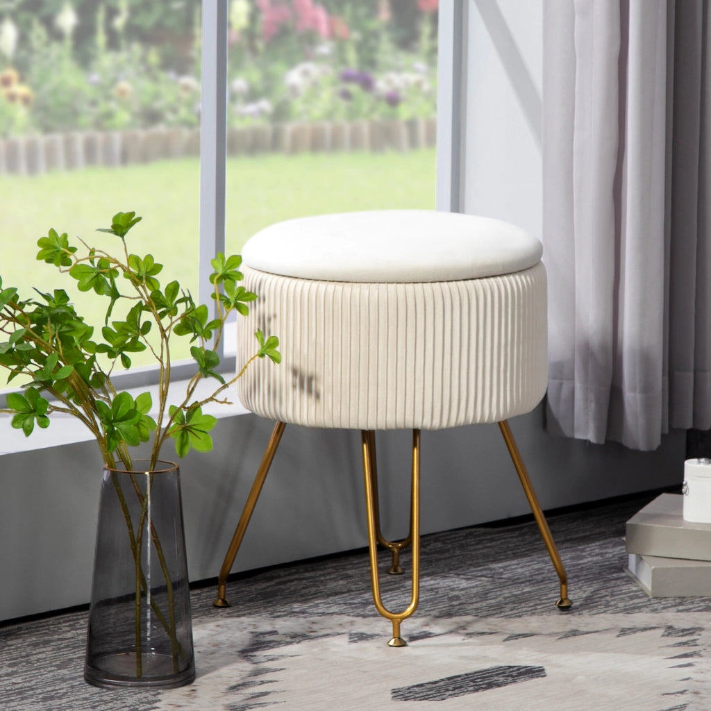 Puffo cassettiera con gambe in metallo ¨C zephmum ¨C crema 40x40x40