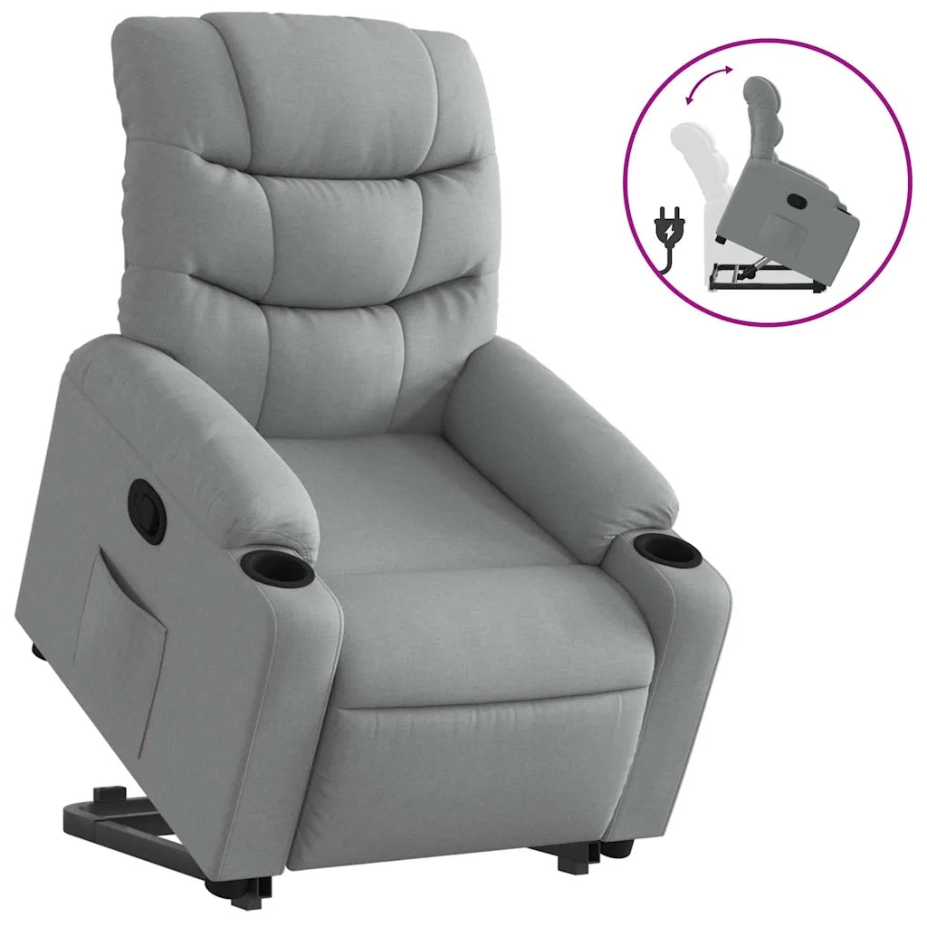 Poltrona Alzapersona Reclinabile Grigio Chiaro in Tessuto 3206645