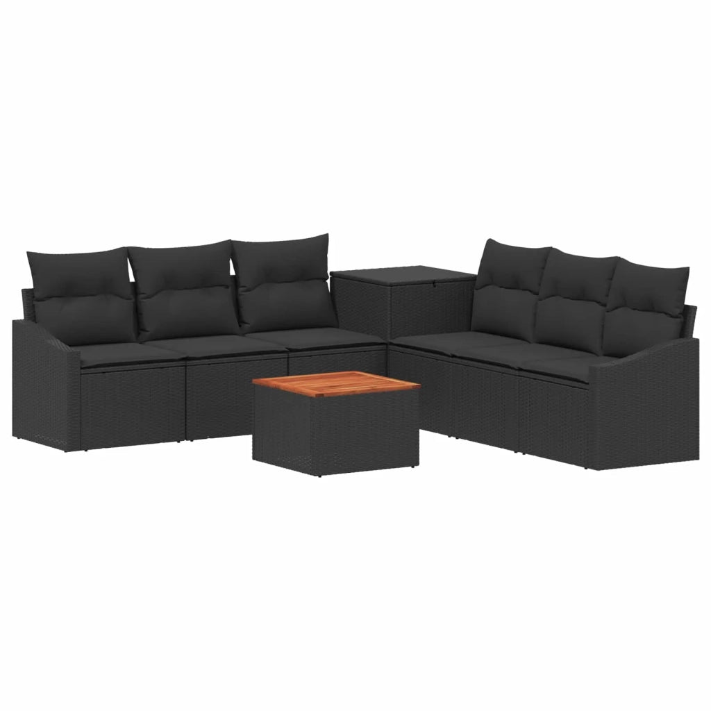 Set di divani 8 pz Nero Rattan sintetico e Acciaio 3448212