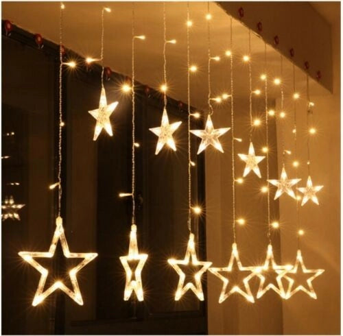 CATENA STELLE  TENDA LUMINOSA DI NATALE LUCI NATALIZIE LED LUCE RGB BIANCO CALDO BIANCO FREDDO STELLA ADDOBBI - ZENCOCCO