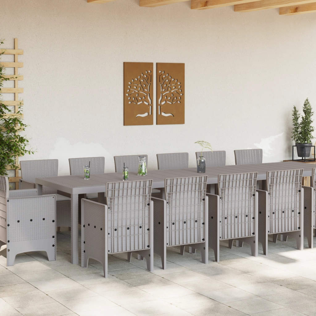 Set da Pranzo Giardino  da 15 Pezzi con Cuscini Grigio Chiaro