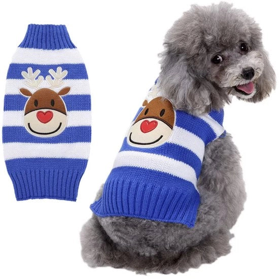 Maglietta per cani con disegno a strisce blu, taglia M