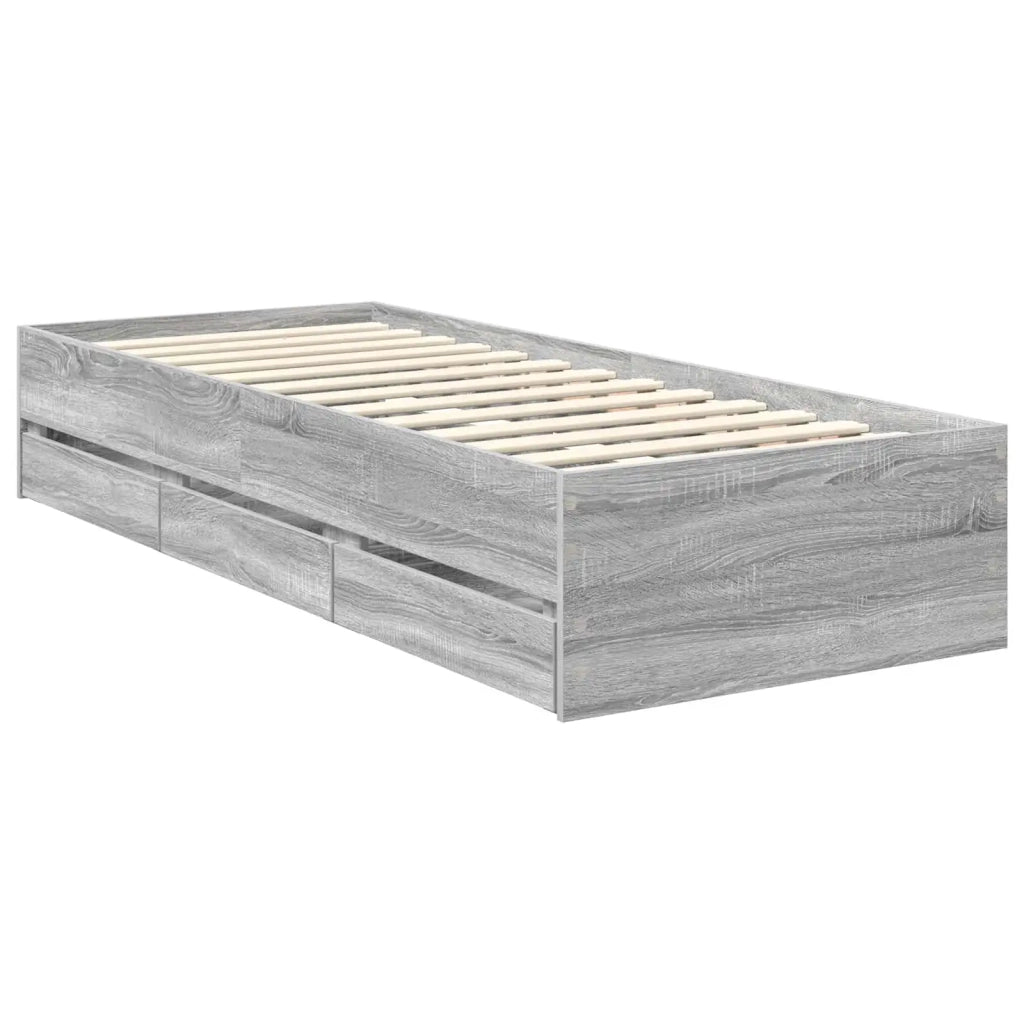 Struttura del letto con cassetto Grigio Sonoma 75 x 190 cm