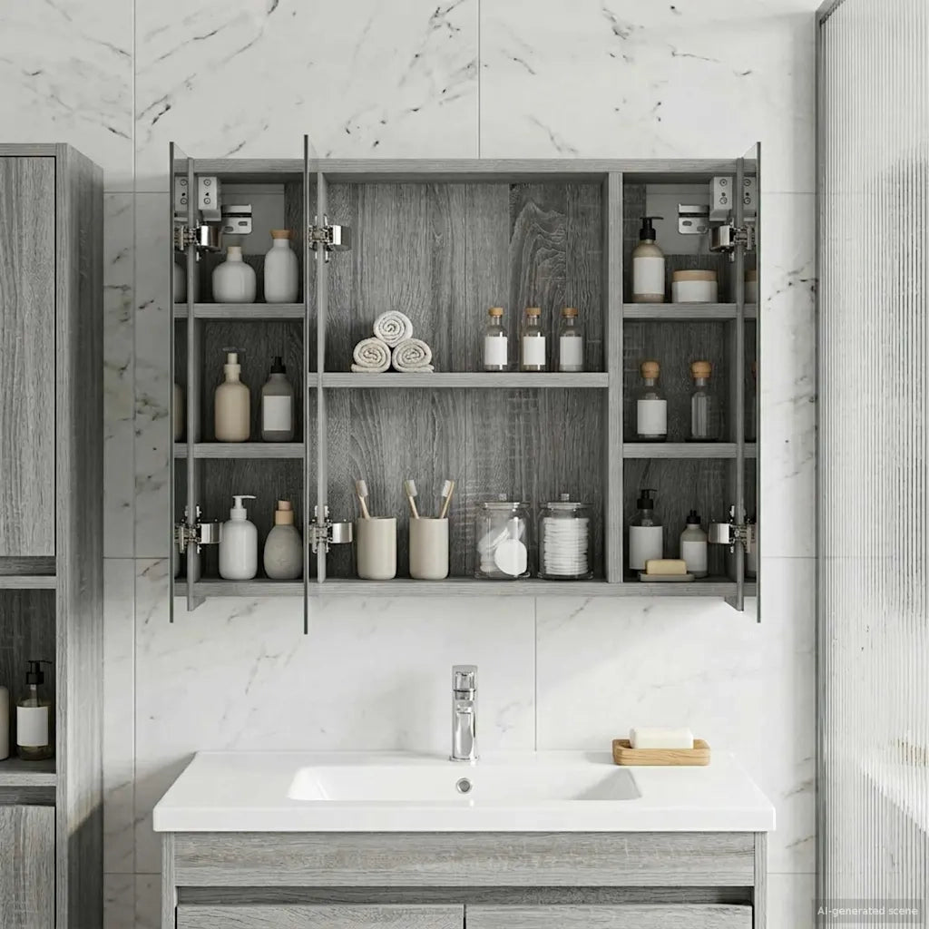 Mobiletto per specchio da bagno Grigio Sonoma 60 x 14,5 x 50 cm 889076