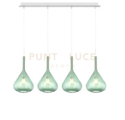 SOSPENSIONE BIANCO 4 LUCI RETTANGOLARE VETRI VERDE 1177BI-S4 R-VE
