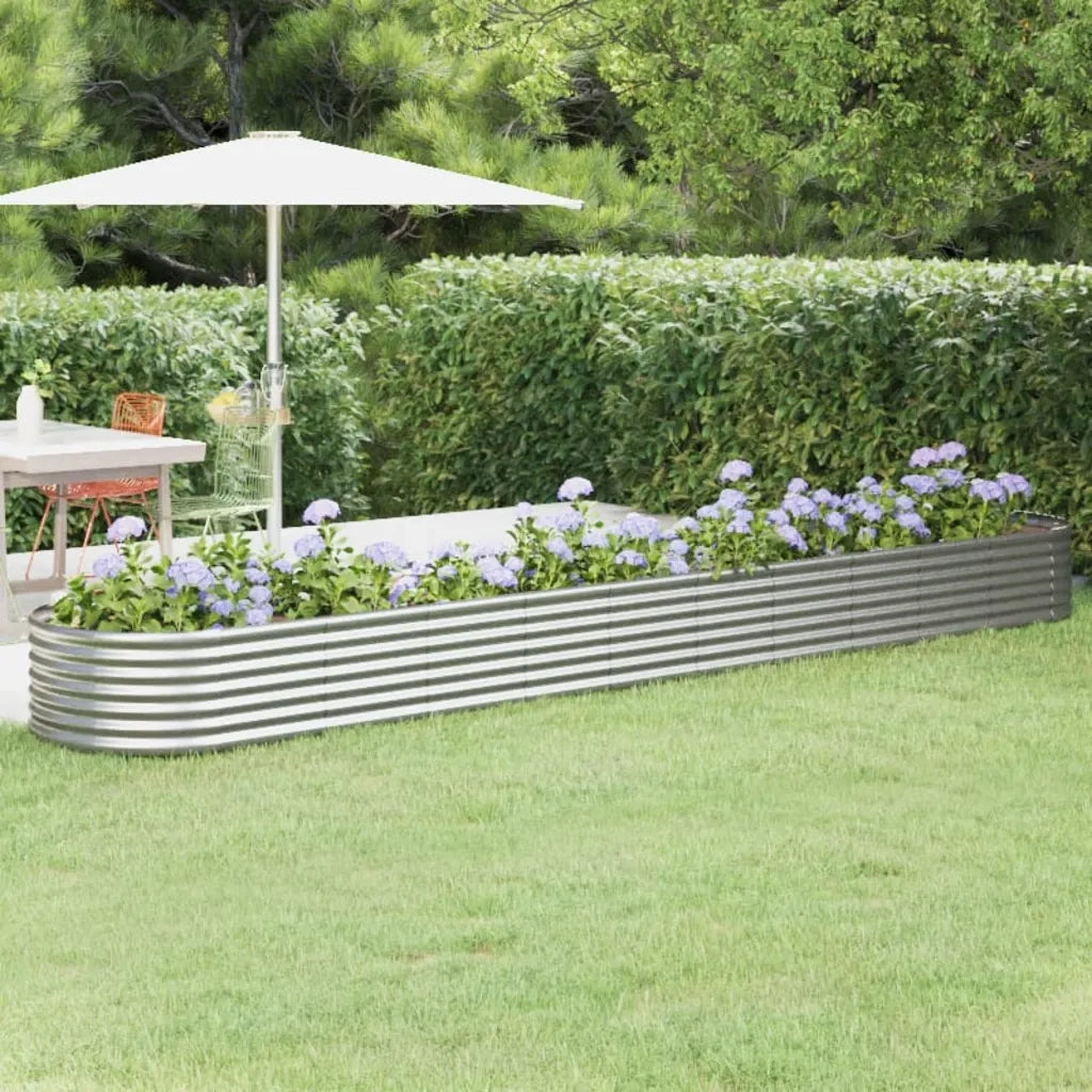 Fioriere | Cassetta per fiori | Letto Giardino Acciaio Zincato 440x80x36cm Argento