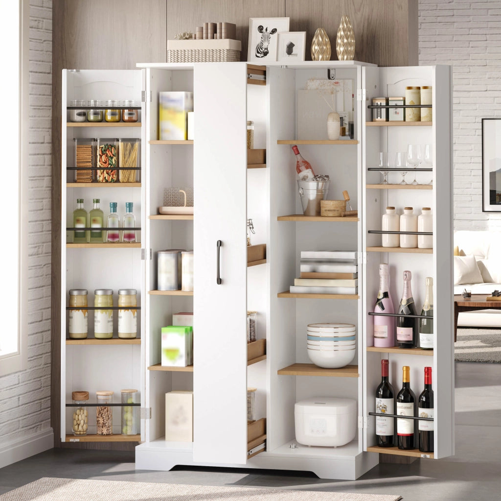 Mobile dispensa in MDF con scomparti interni e ripiani regolabili; 150x78x40 cm; bianco