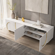 Mobile porta TV con 4 ante push-to-open e cerniere ammortizzate in truciolato bianco e oro 170 × 38 × 44 cm