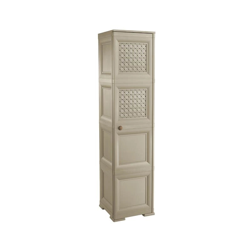 MOBILE 4 MODULI TALPA 40X43X164 CM CON 2 ANTE TRAFORATE E 2 FINITURA LEGNO – CONTENITORE VERTICALE ORGANIZZAZIONE CASA PER INGRESSO E ZONA GIORNO
