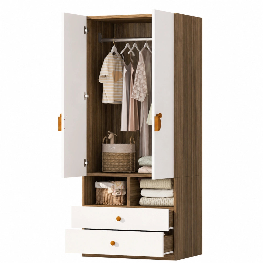 Armadio con 2 cassetti e vani; per camera da letto; in MDF; 70×50×170 cm