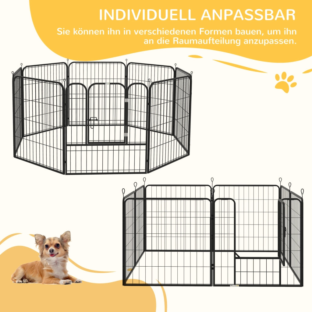 Recinto per Cani con Porta ¨C zephmum ¨C Grigio 80 cm 8 Pannelli