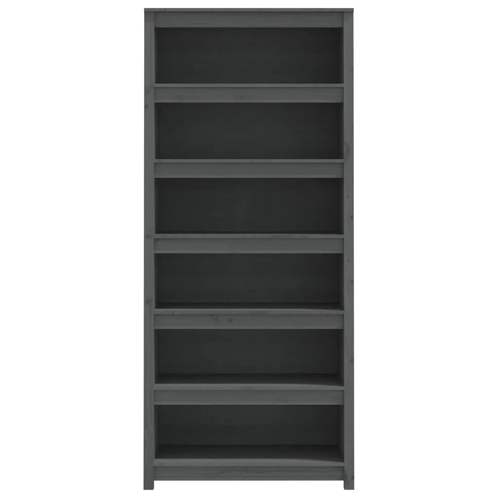 Libreria Grigia 80x35x183 cm in Legno Massello di Pino 821696