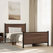 vidaXL Giroletto senza Materasso in Metallo Rovere Marrone 107x203 cm