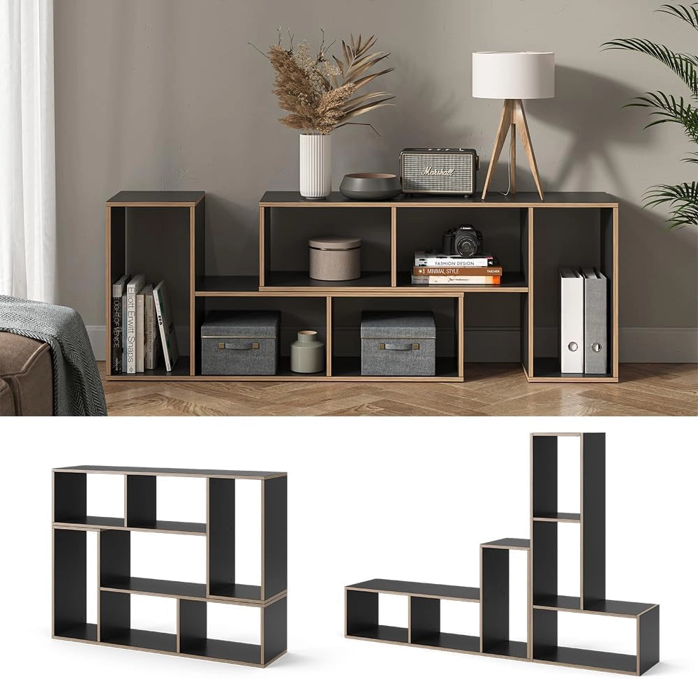 Libreria Tetrix, Antracite, 112.8 x 56.4 cm Set di 2, per la conservazione e l’esposizione di libri e oggetti decorativi