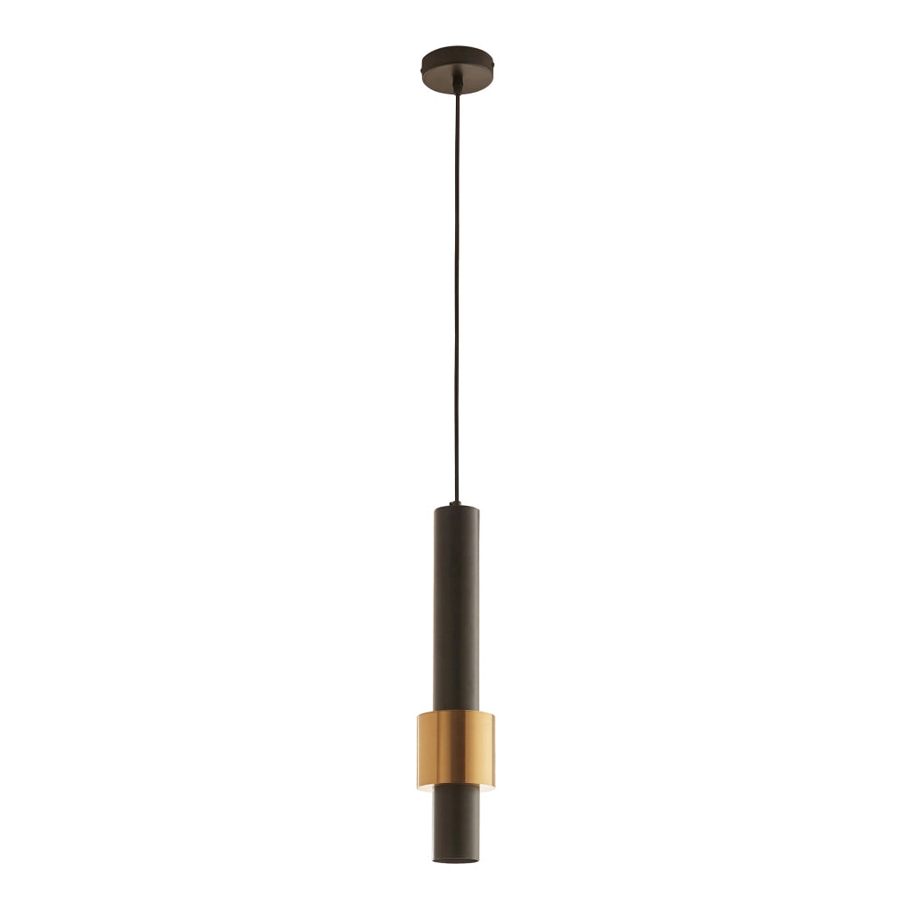 Lampada a Sospensione Lulled in Metallo con 1 Paralume - Nero / Oro lux.pro