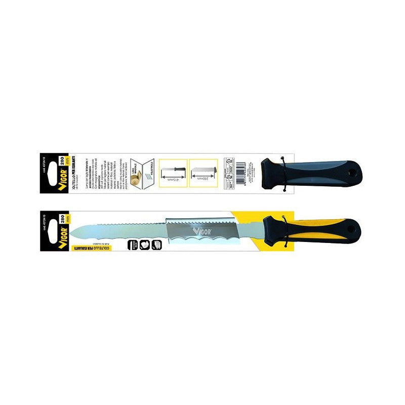 Coltello per isolanti Vigor, doppia lama inox, lama 28 cm