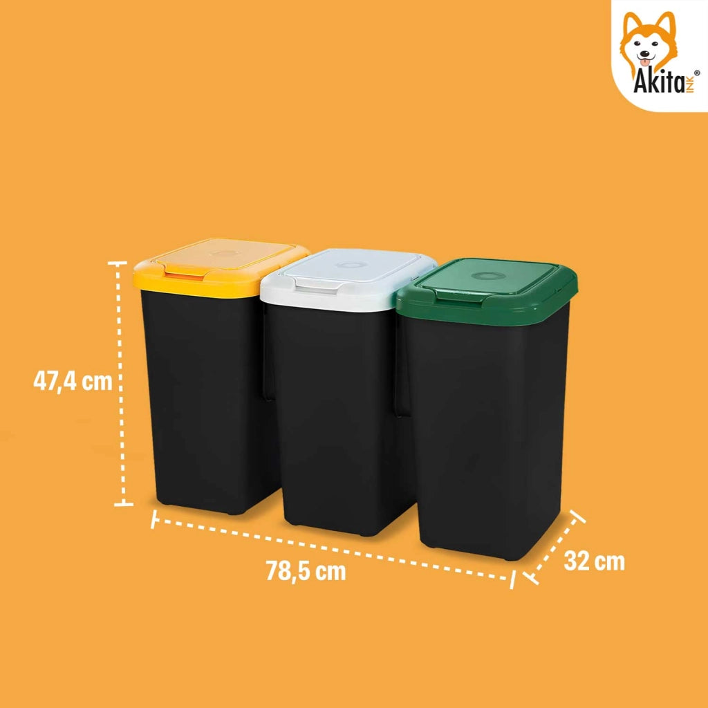 Akitaink Pattumiera Differenziata 3 Scomparti 75L Akirock