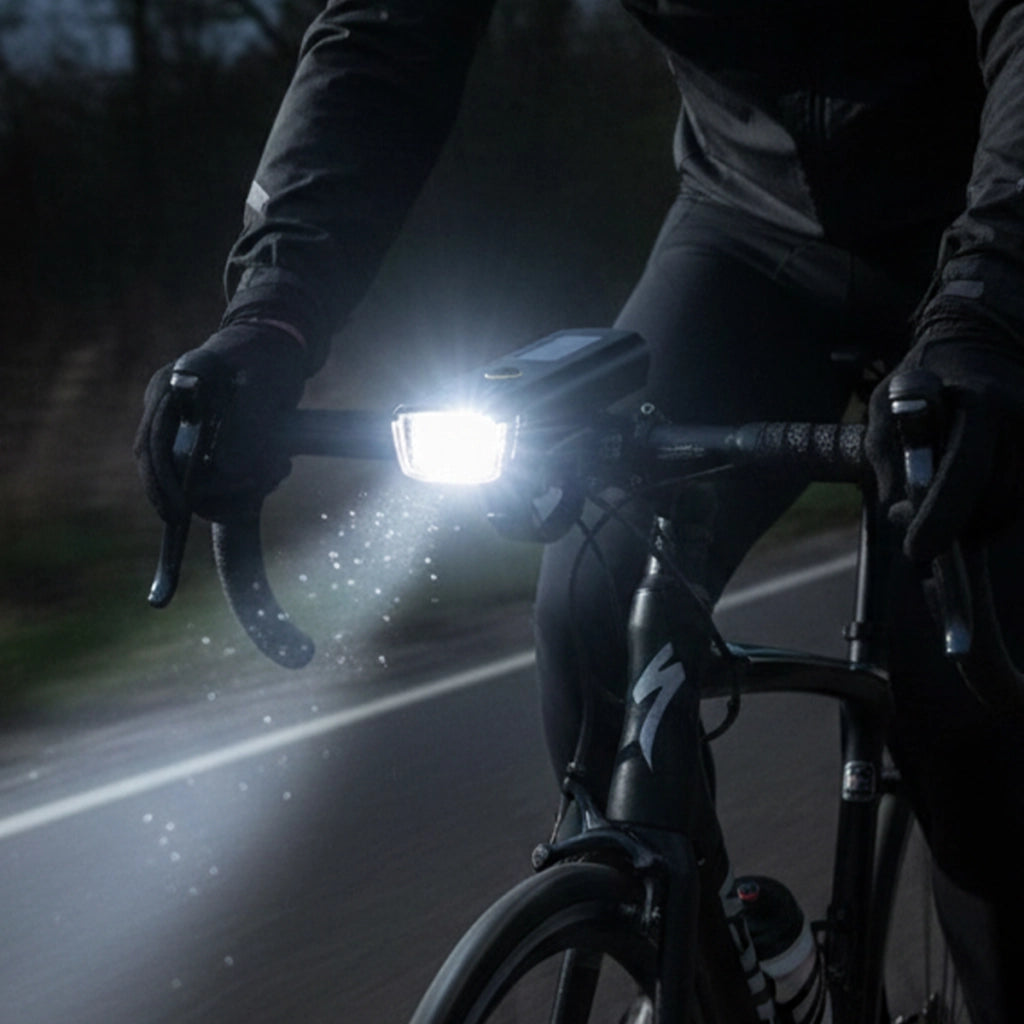 Faro per bicicletta LED 350 Lumen con sensore di luce ricaricabile Nero Avizar