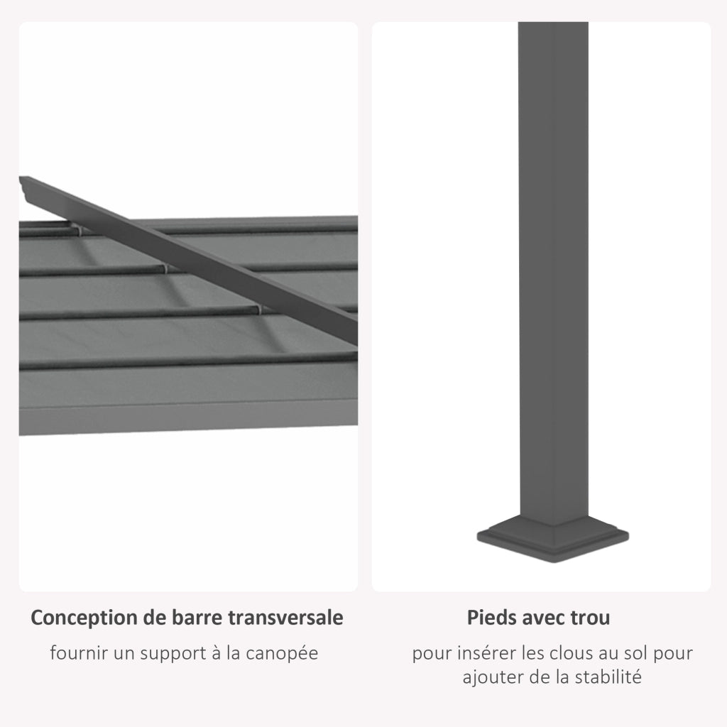 Pergola retrattile 4x3 m ¨C zephmum ¨C grigio, struttura metallo, tessuto polyester