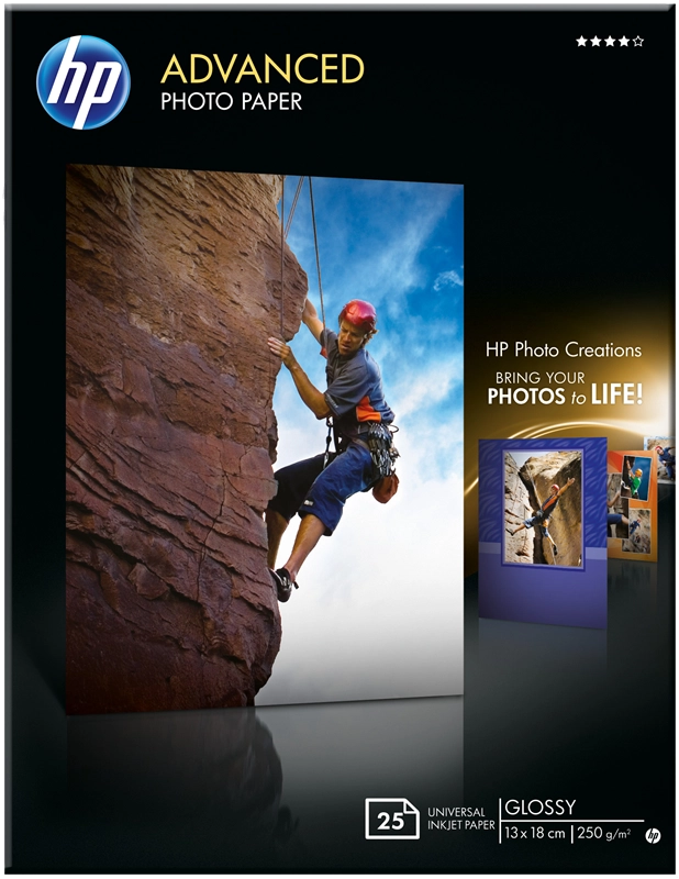 HP Carta fotografica Advanced, lucida, 250 g/m2, 13" x 18" (127 x 178 mm), 25 fogli