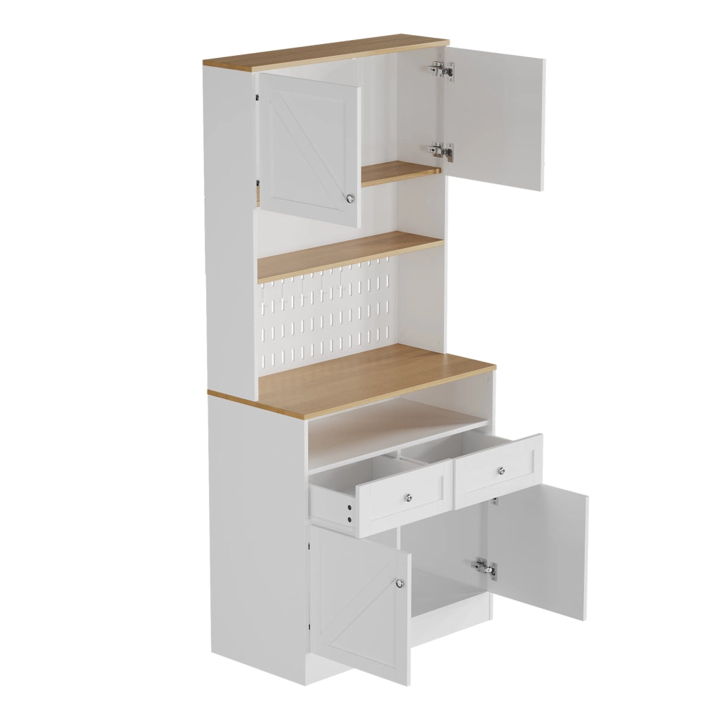 Credenza con 4 Ante e 2 Cassetti ¨C Xylo ¨C Bianco con Maniglie Argento